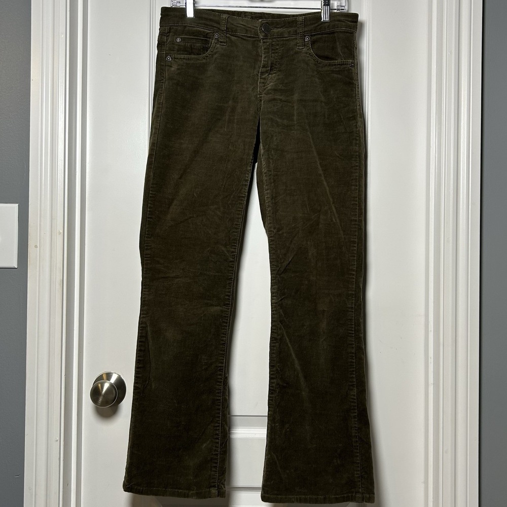 KUT from the Kloth Karen Baby Bootcut Green Corduroy Pants Fall Core Retro Style